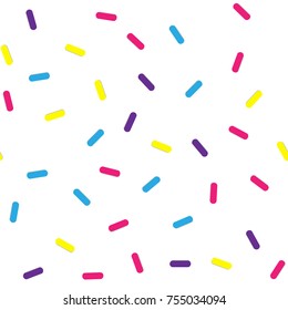 Festival seamless pattern with confetti or donut's glaze, sprinkles. Repeating background, vector illustration 