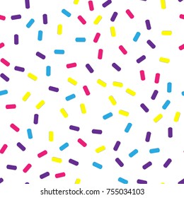 Festival seamless pattern with confetti or donut's glaze, sprinkles. Repeating background, vector illustration 