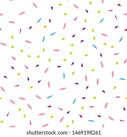 Festival seamless pattern with confetti. Repeating background, vector illustration 