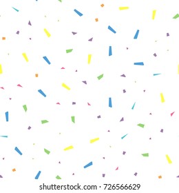 Festival seamless pattern with confetti. Repeating background, vector illustration