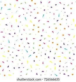 Festival seamless pattern with confetti. Repeating background, vector illustration 