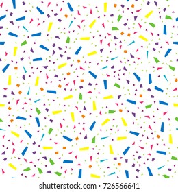 Festival seamless pattern with confetti. Repeating background, vector illustration