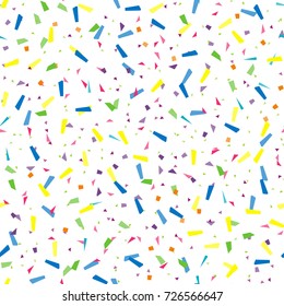 Festival seamless pattern with confetti. Repeating background, vector illustration  