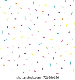 Festival seamless pattern with confetti. Repeating background, vector illustration