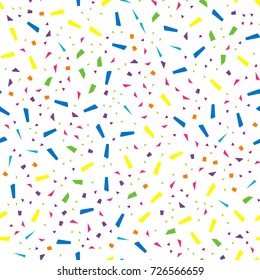 Festival seamless pattern with confetti. Repeating background, vector illustration