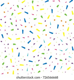 Festival seamless pattern with confetti. Repeating background, vector illustration