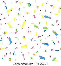 Festival seamless pattern with confetti. Repeating background, vector illustration 