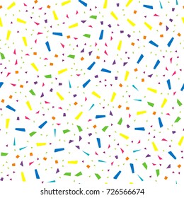 Festival seamless pattern with confetti. Repeating background, vector illustration