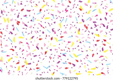 Festival seamless pattern with confetti. Repeating background, vector illustration Rectangular horizontal 