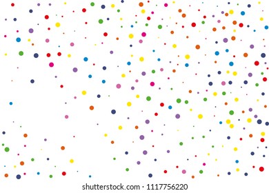 Festival seamless pattern with round confetti.Colorful circles, dots on white background, vector illustration Rectangular horizontal