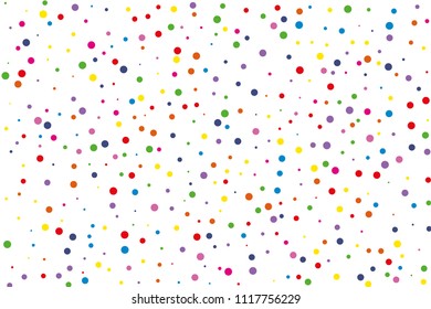 Festival seamless pattern with round confetti.Colorful circles, dots on white background, vector illustration Rectangular horizontal