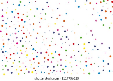 Festival seamless pattern with round confetti.Colorful circles, dots on white background, vector illustration Rectangular horizontal