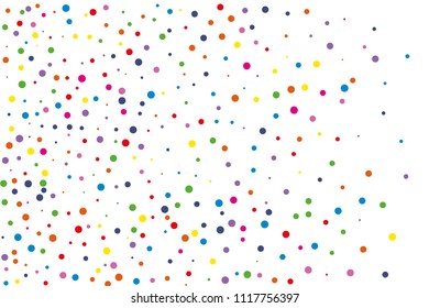 Festival seamless pattern with round confetti.Colorful circles, dots on white background, vector illustration Rectangular horizontal