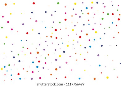 Festival seamless pattern with round confetti.Colorful circles, dots on white background, vector illustration Rectangular horizontal