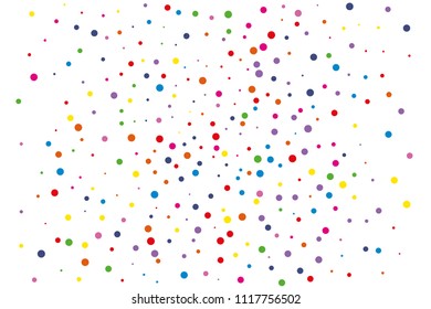 Festival seamless pattern with round confetti.Colorful circles, dots on white background, vector illustration Rectangular horizontal