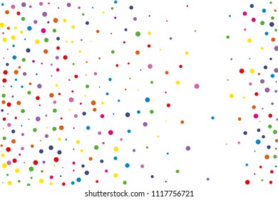 Festival seamless pattern with round confetti.Colorful circles, dots on white background, vector illustration Rectangular horizontal