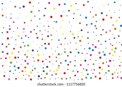 Festival seamless pattern with round confetti.Colorful circles, dots on white background, vector illustration Rectangular horizontal