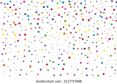 Festival seamless pattern with round confetti.Colorful circles, dots on white background, vector illustration Rectangular horizontal