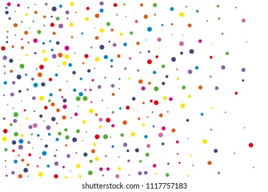 Festival seamless pattern with round confetti.Colorful circles, dots on white background, vector illustration Rectangular horizontal