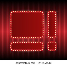 Festival or show poster, invitation concert banner Vector stock illustration. A theater stage with a red curtain.