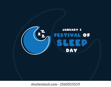 Festival of Sleep Day. January 3. Moon icon. Eps 10.
