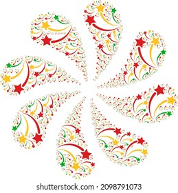Festival sparks icon explosion twist petals fireworks composition. Turbine centrifugal explosion organized using random festival sparks items.