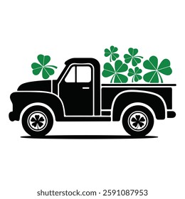 Festival St. Patrick's Day Pickup, Shamrocks in Tow Truck Illustration Design