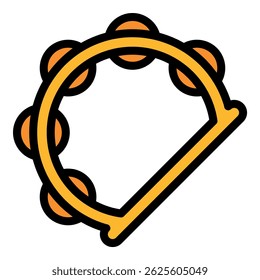 Festival tambourine icon. Outline festival tambourine vector icon color flat isolated