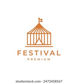 festival tent circus show line logo design vector