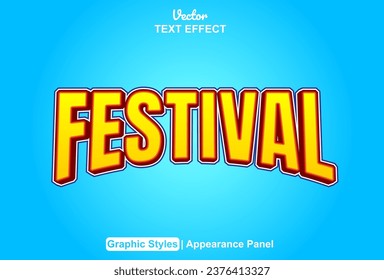 festival text effect with graphic style orange color editable.