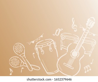 Festival themed background with instruments. Vector illustration.