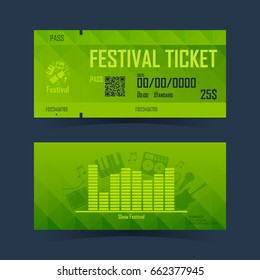 Festival ticket Card. Element template for design. Vector illustration.