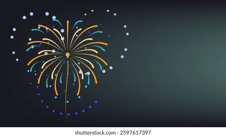 Festival Vector Fireworks with blue background.