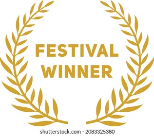 Festival winner badge. Winner award laurel wreath.