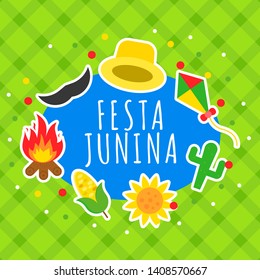 Festivals in Brazil, Festa Junina celebration poster vector illustration