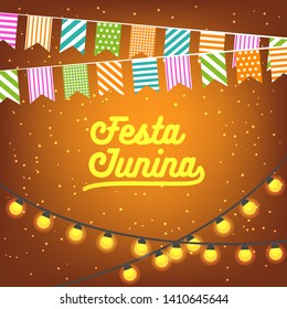 Festivals in Brazil, Festa Junina celebration poster vector illustration