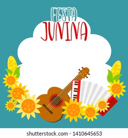 Festivals in Brazil, Festa Junina celebration poster vector illustration