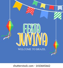 Festivals in Brazil, Festa Junina celebration poster vector illustration