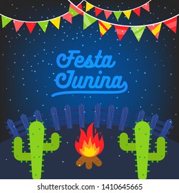 Festivals in Brazil, Festa Junina celebration poster vector illustration