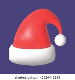 Festive 3D vector Santa hat illustration with a vibrant, holiday design. Perfect for Christmas-themed projects, branding, and digital artwork. High-quality, scalable, and detailed for any creative use