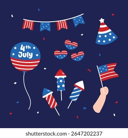 Festive 4th of July Illustration Element Design Vector Collection Set