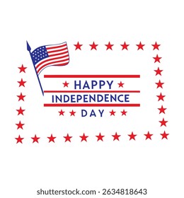 Festive 4th of July sign with red and blue stars. Perfect for Independence Day posters, banners, flyers, and greeting cards. Celebrate American pride with this patriotic vector.