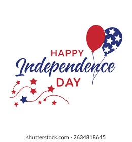 Festive 4th of July sign with red and blue stars. Perfect for Independence Day posters, banners, flyers, and greeting cards. Celebrate American pride with this patriotic vector.