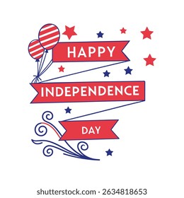 Festive 4th of July sign with red and blue stars. Perfect for Independence Day posters, banners, flyers, and greeting cards. Celebrate American pride with this patriotic vector.