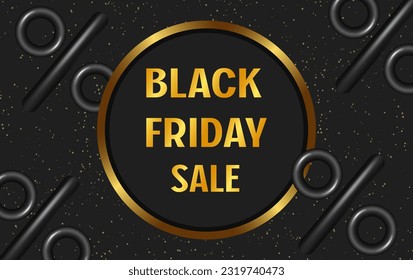 Festive abstract advertising dark vector illustration background black Friday sale with big percent label 
