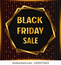 Festive abstract advertising dark vector illustration background black Friday sale with shining lines