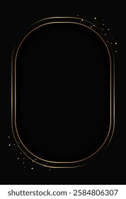 Festive abstract advertising dark vector illustration background with golden dust and oval banner
