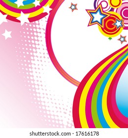 Festive abstract background of the brightest bands, arcs, circles and stars on a white background. 16/22. VECTOR (See Jpeg Also In My Portfolio)