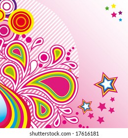 Festive abstract background of the brightest bands, arcs, circles and stars on a white background. 17/22. VECTOR (See Jpeg Also In My Portfolio)