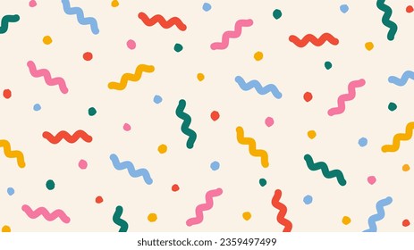 Festive abstract background with colorful confetti or sugar sprinkles. Multi colored fun backdrop. Pop art style textures. Funky vector design layout for banners, presentations, flyers, posters